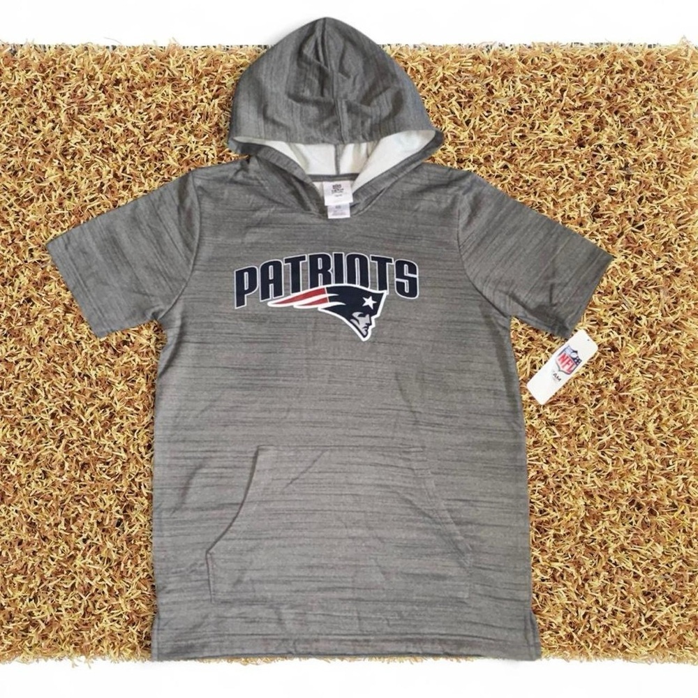 NWT Youth NFL New England Patriots grey hooded t-shirt Size XL #NFL #Patriots